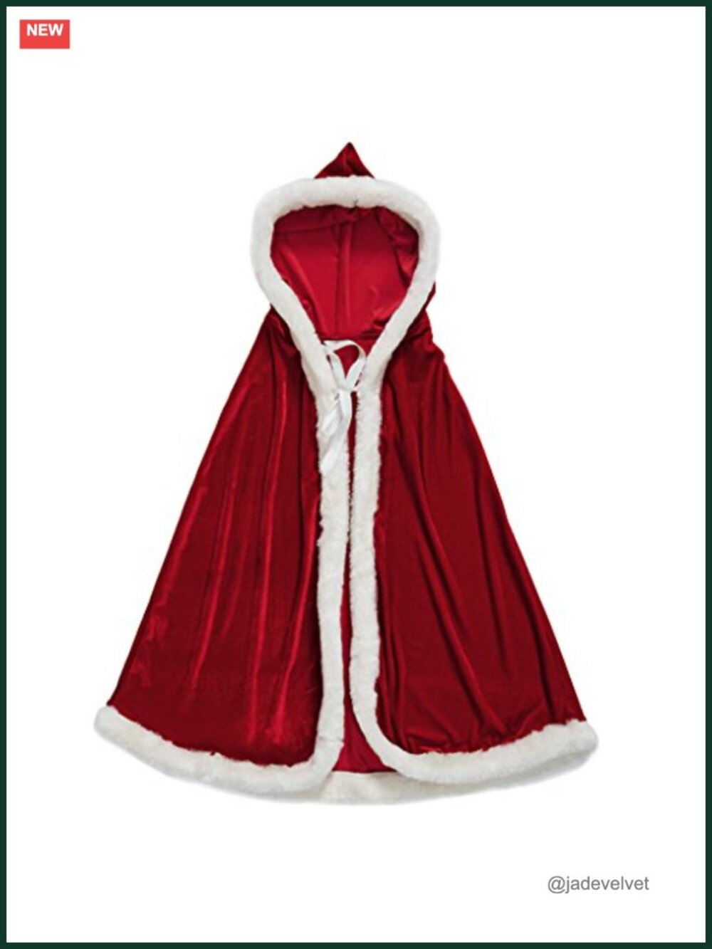 Womens Velvet Hooded Cloak Mrs Claus Costume Cape Robe
